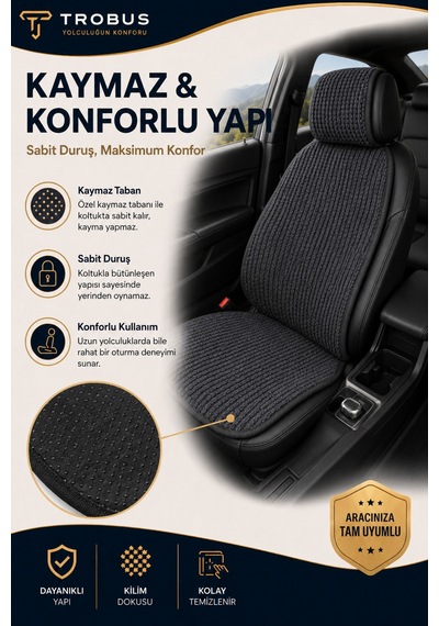 Hyundai Elantra 2016-2020 Üniversal Örme 3 Parça Minder Terletmez Kaymaz Taban Füme