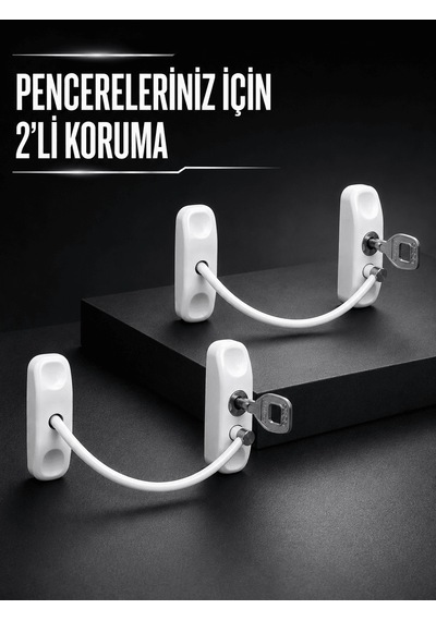 Beyaz Kablolu Pencere Kilidi 2 Adet Çocuk Koruma ve Pencere Emniyet