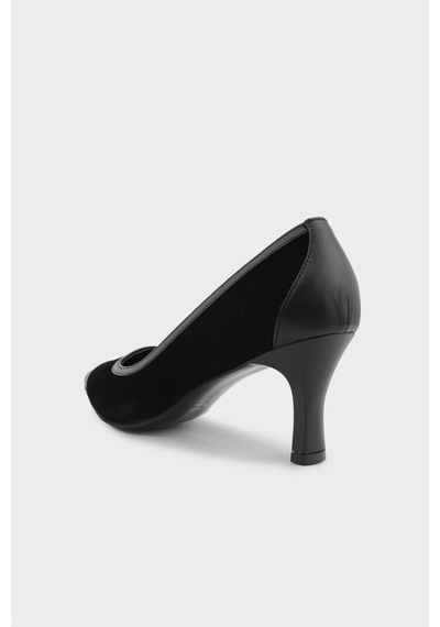 Derinet Hakiki Deri Topuklu Kadın Stiletto Siyah Siyah