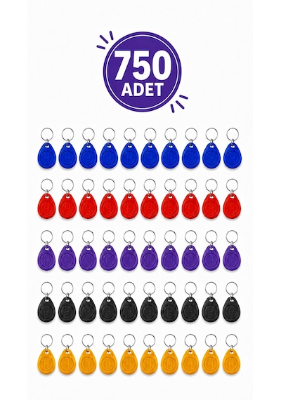 Sarkey Sr-602 H-r Yazılabilir Kopyalanabilir Proximity Anahtarlık 125 Khz Keyfob Karışık Renkler 750 Adet + 1 Adet Rfıd Kopyalama Cihazı