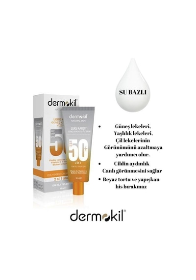 Dermokil Leke Karşıtı Güneş Koruyucu Yüz Kremi SPF50+ 2 x 50 ML