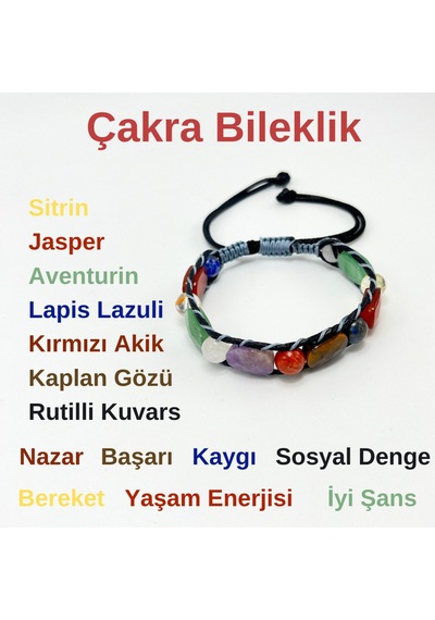 Yıldız Doğal Taş Çakra Doğal Taş El Yapımı Makrome Bileklik Lapis Sitrin Jasper Aventurin Kaplan Gözü Akik Kuvars Çok Renkli