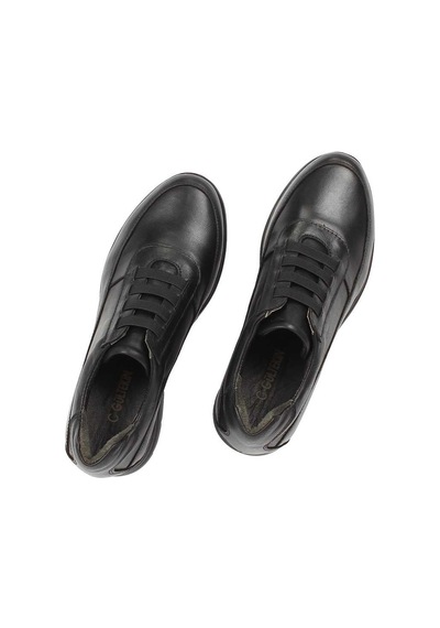 Kadın Siyah Dolgu Topuklu Deri Sneaker