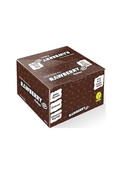 Rawberry Cacao Vegan Glutensiz Şeker İlavesiz Kuruyemiş Bar 15 x 33 G