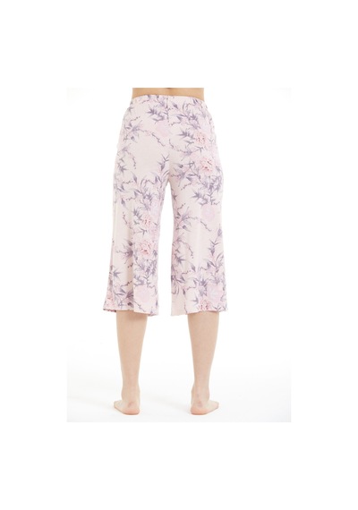 Lılac Kadın %100 Viskon Çiçek Desenli Pijama Altı Capri Pudra Pembe Pudra Pembe