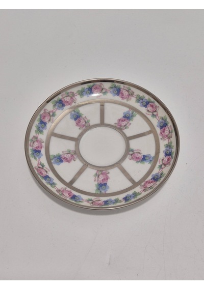 F. Legrand Limoges Çiçek Desenli Porselen Fincan Tabağı 13cm Çok Renkli