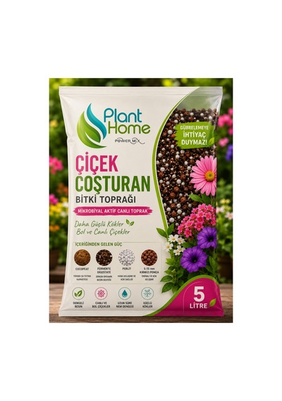 Çiçek Coşturan Bitki Toprağı 5 Litre Mikrobiyal Aktif Canlı Toprak Cocopeat Perlit Pomza İçerikli Diğer