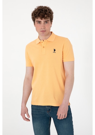 U.S. Polo Assn. Erkek Slim Fit Polo Yaka Turuncu Basic Tişört 50307699-VR202