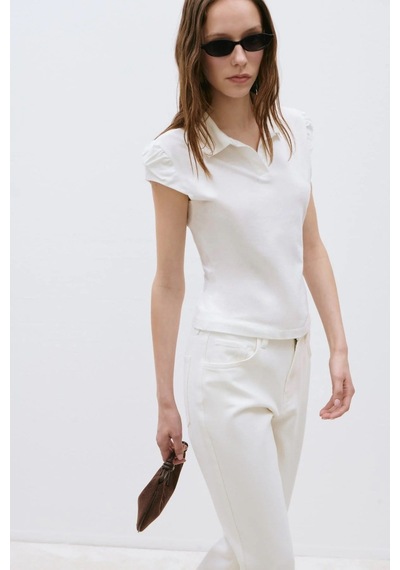 Suud Collection Ekru Joan Fit Polo Yaka Tişört