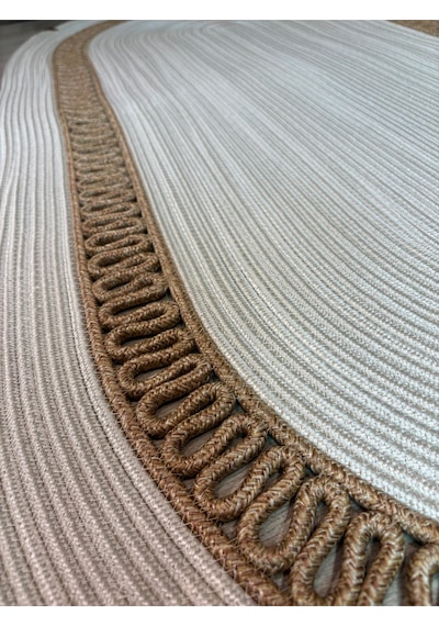 Mavaux Lotus Jüt Hasırlı El Örgüsü Kilim Krem - Bej
