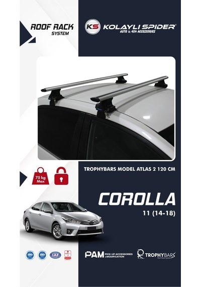 Toyota Corolla 11 2014-2018 Trophybars Ara Atkı/ Tavan Barı Gri