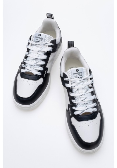 Hammer Jack Erkek Kalın Taban Bağcıklı Sneaker Gerçek Deri Hj 25205m Beyaz/siyah