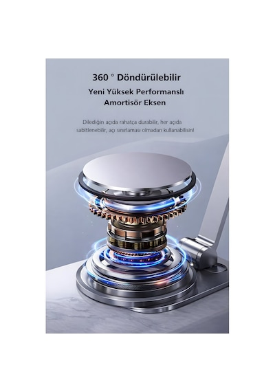 360 Döner Metal Telefon Standı Katlanabilir Ayarlanabilir Masaüstü Telefon & Tablet Tutucu Kaymaz Tabanlı Alüminyum Stand Demir Gri