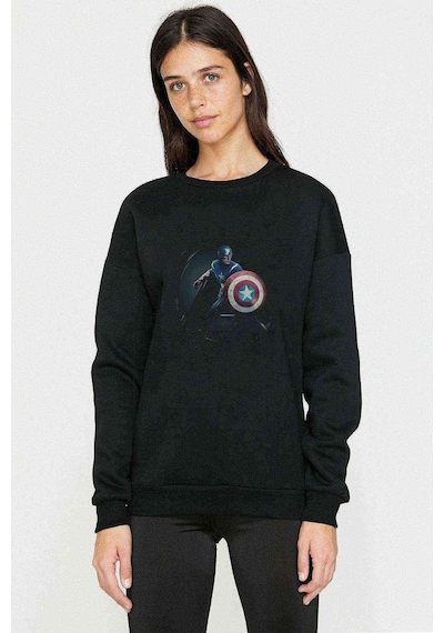 Avengers Baskılı Siyah Kadın Sweashirt (528397984)