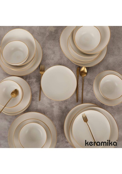 Keramika Takım Yemek 24 Parça 6 Kişilik Mat Beyaz