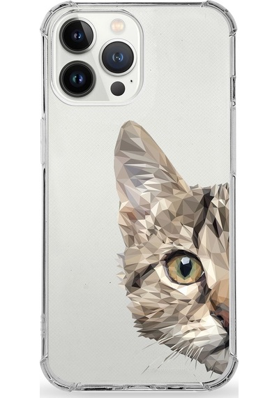 Apple Uyumlu iPhone 13 Pro  Darbe Emici Antişok Kapak Catface Tasarımlı Silikon Şeffaf Kılıf