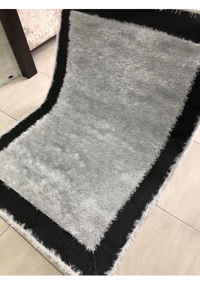 Saray Halı Simli Deri 125X180 Gri Siyah Beyaz Derili Simli Halı !
