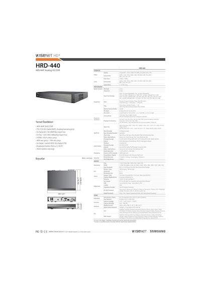 Samsung Uyumlu / Wisenet Hrd-440 4 Kanal 4Mp Destekli Ahd Kayıt Cihazı