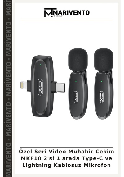 Özel Seri Video Muhabir Çekim Mkf10 2'si 1 Arada Type-c Ve Lightning Kablosuz Mikrofon