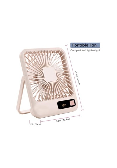 Küçük Masa Fanı, Taşınabilir Usb Şarj Edilebilir, 2000mah Pil Ve Lcd Ekranlı Eğilebilir Katlanabilir Kişisel M