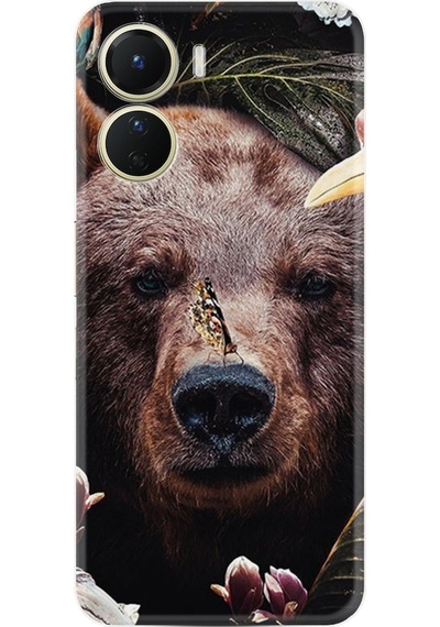 Vivo Y16 Kilif Resimli Silikon Flowers Bear 1337 566401231