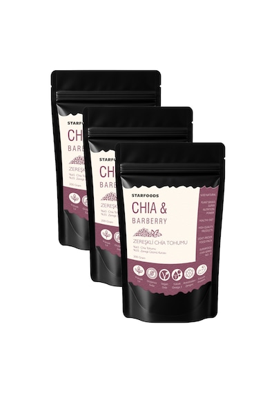 3 Paket Chia Tohumu & Zereşk Üzümü Barberin Zerişli Chia Tohumu Chia Seeds & Zereshk Barberine Diğer