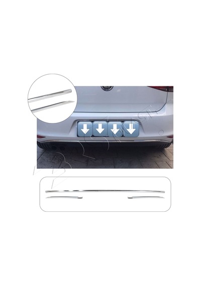 Volkswagen Golf 7 Uyumlu Krom Arka Tampon Çıtası 3 Parça Paslanmaz Çelik