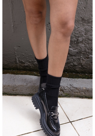 Ozzy Socks 3 Lü Kışlık Kadın Yünlü Uyku Çorabı Soft Touch Siyah Renk Isı Tutucu Çorap Siyah
