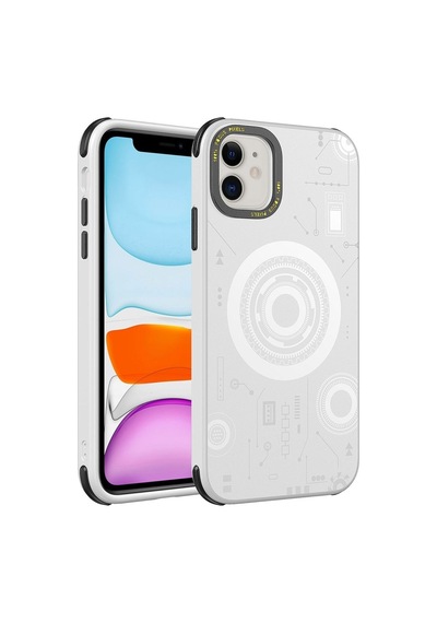 Apple Uyumlu iPhone 12 Kılıf Zore Wireless Şarj Özellikli Desenli Hot Kapak Beyaz