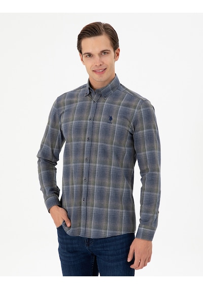 U.s. Polo Assn. Erkek Koyu Yeşil Gömlek Desenli 50293480-vr079 Koyu Yeşil
