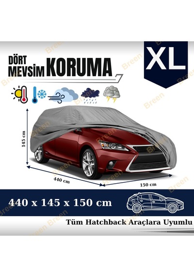 Breen Hatchbacklerle Uyumlu Gri - Xl Araba Branda Araç Uzunluğu 4.30m-4.40m Arası Gri - Xl Beden