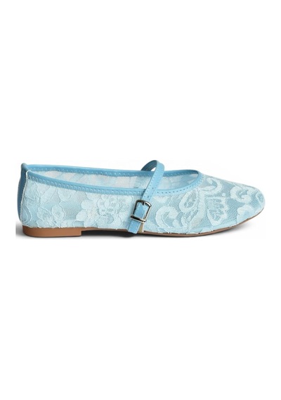 Fox Shoes Y726864006 Mavi Dantelli Kadın Babet
