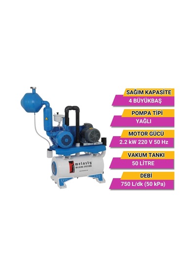 Melasty Süt Sağım Sistemi Vakum Pompa Seti 220v-50hz-2,2kw 750 L/dk - Yağlı -2553