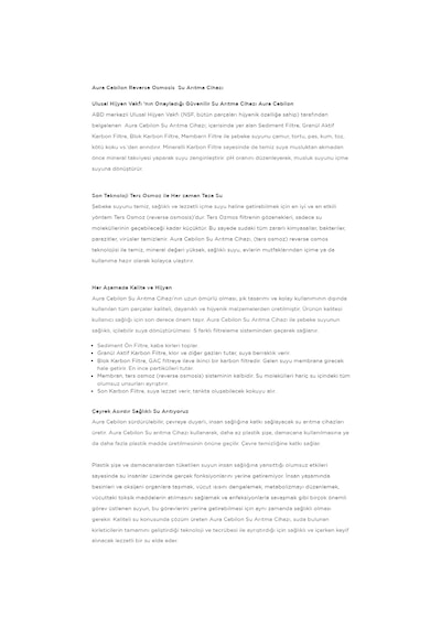 Aura İhlas Cebilon Silver Su Arıtma Cihazı Diğer
