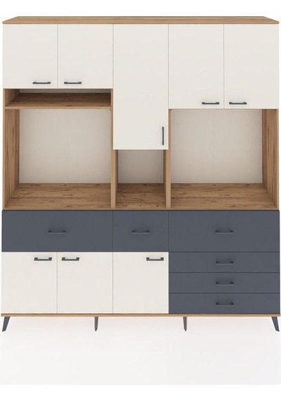 Hyperion Dolap 10 Raflı 6 Çekmeceli 8 Kapaklı 220x44x243 Çam-aytaşı/antrasit Aytası/antrasıt Hyperion Dolap 10 Raflı 6 Çekmeceli 8 Kapaklı 220x44x243 Çam-aytaşı/antrasit Aytası/antrasıt