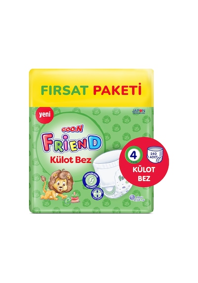 Goo.n Friend Külot Bebek Bezi 4 Numara Büyük Fırsat Paketi - Cilt Dostu - 240 Adet