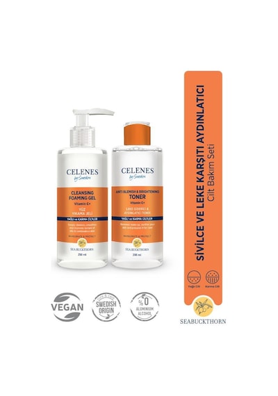 Celenes Yağlı ve Karma Ciltler için Yüz Temizleme Jeli 200 ML + Tonik 200 ML