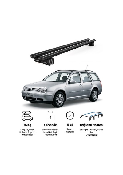 Pençe Volkswagen Golf Variant 1999-2006 Uyumlu Siyah Ara Atkı 109cm Port Bagaj Tavan Barı