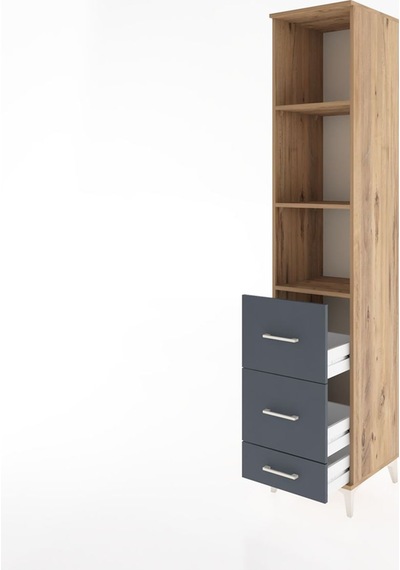 Hyperion Dolap 3 Raflı 3 Çekmeceli 44x44x221 Çam-antrasit Çam