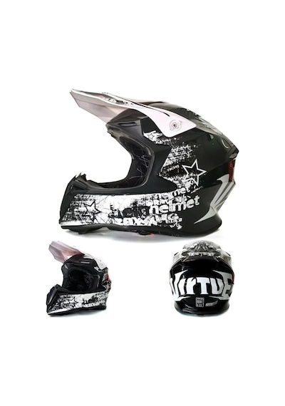 Vırtue Cross Motosiklet Kaskı Beyaz Siyah