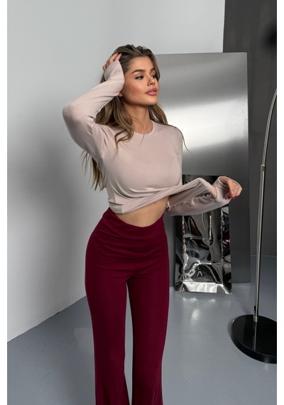 Balenbi Kadın Buzzy Parmak Geçmeli Bisiklet Yaka Basic Body 1130 Bej