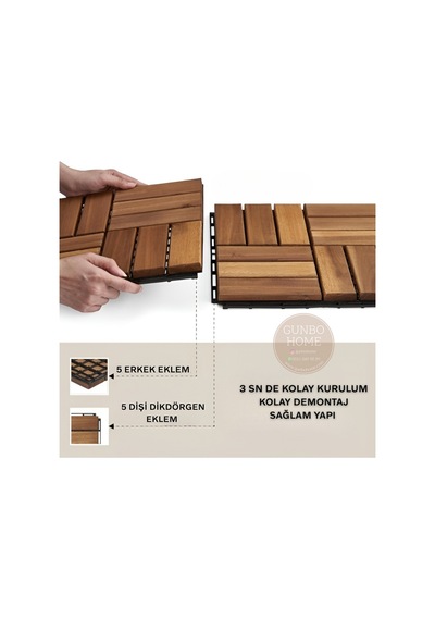5 Koli Tik Ağacı Parke Balkon Teras Yer Döşemesi Masif Ahşap 5x9 45 Adet