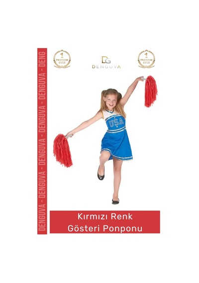 Denguva Premium Seri Tutma Yerli Rahat Sağ Ve Sol El 2 Adet 25 Cm Amigo Gösteri Ponponu Çift - Kırmızı Çok Renkli