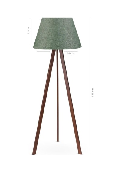 Bohhem Artgift Tripod Ayaklı Ahşap Gövdeli Haki Başlıklı Lambader Yeşil Aag-832 No Color Diğer
