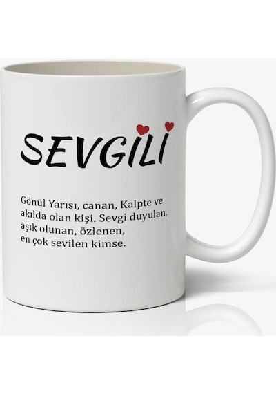 Sevgili Kelime Anlamı Sevgililer Günü Baskılı Kupa Bardak Kahve Kupa Bardak Model
