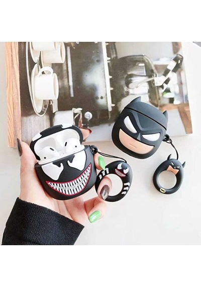Apple Uyumlu iPhone 1/2. Nesil  Koruyucu Bluetooth Kulaklık Kılıfı Figürlü Venom Airpods 1/2. Nesil