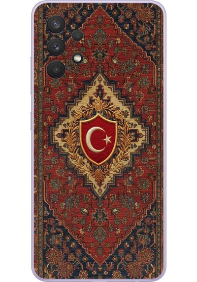 Samsung Galaxy A32 Uyumlu Türkiye Bayraklı Halı Baskılı Silikon Kılıf Renkli