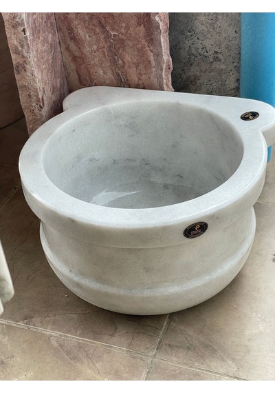 Beyaz Mermer Doğal Taş Hamam Kurnası Beyaz