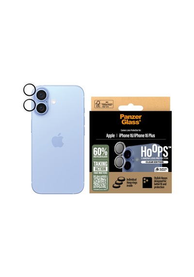 Panzerglass Hoops Apple Uyumlu iPhone 16 16 Plus Şeffaf Kamera Lens Koruyucu
