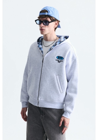 Vamos Boxy Fit Fermuarlı Kapüşonlu Sweatshirt V70-245 Çok Renkli